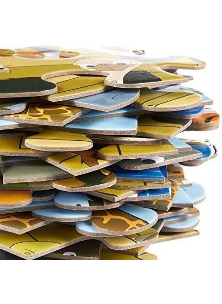 بريميم لعبة أحجية أرضية ضخمة على شكل سفينة نوح للأطفال - 48 قطعة، لعبة أحجية حيوانات تعليمية - Image 4